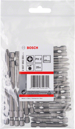 Puntas de destornillador Bosch PH2 de 49 mm, paquete de 25.